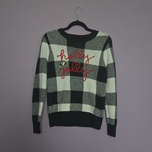 Gray and Black Checkered Sweater